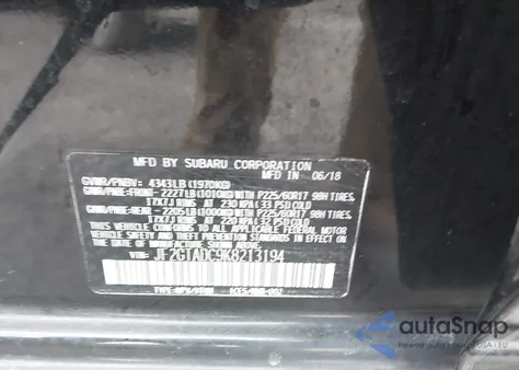 2019 Subaru Crosstrek 2.0I Premium z USA, uszkodzony, nr VIN JF2GTADC9K8213194